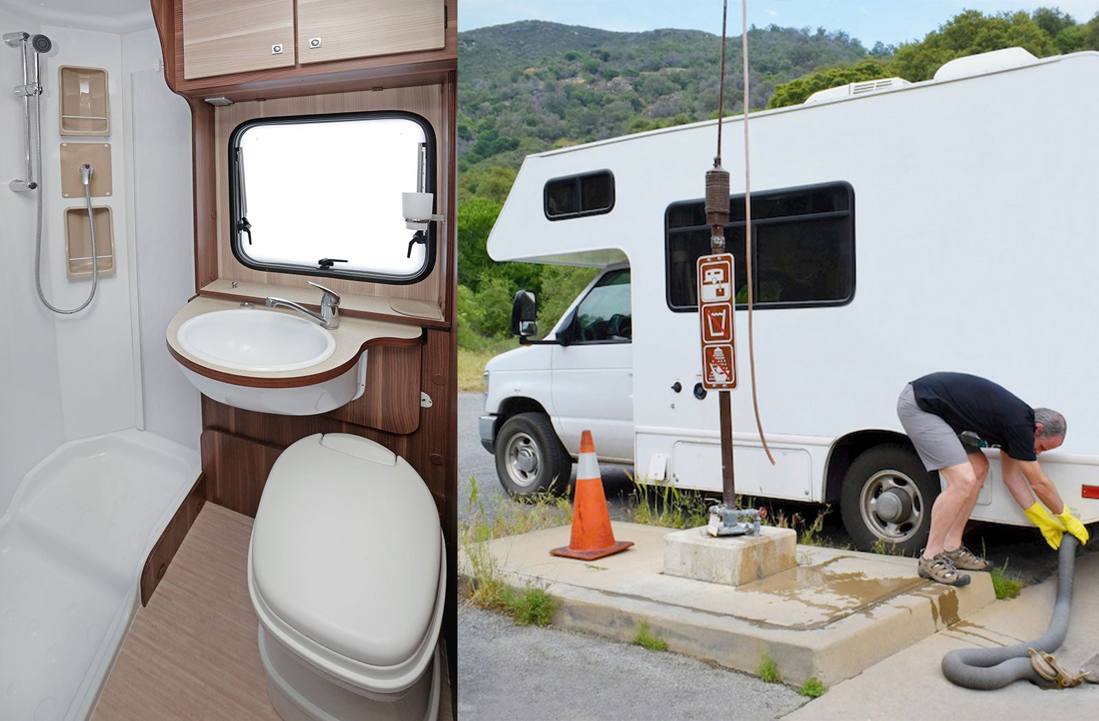 Portable RV/camper toilet and holding tank setup in Oneida, New York