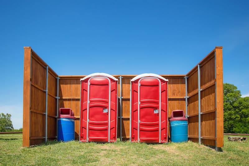 Short-term porta potty units staged for delivery in Oneida, New York